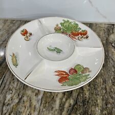 8 Inch Made In Japan Vintage 3 Section Vegetable Dip Plate Used, Small Chip picture