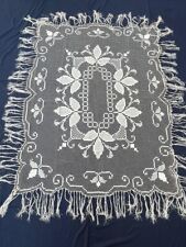 antique beautiful linen lace tablecloth embroidered floral  item175 picture
