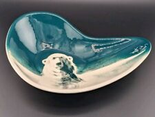 Matthew Adams Pottery MCM Vintage Boomerang Dish With Polar Bear Alaska picture