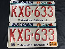 Vintage 1990s Wisconsin License Plate Set Of 2 picture