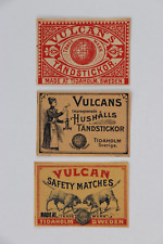 Vulcan Tandstickor Tidaholm Variety Swedish Safety Matchbox Labels set of 3 picture