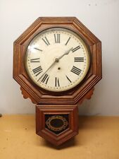 1878 Vintage Antique 8 Day USA ANSONIA Drop Octagon Wall Clock,Oak Case No Key  picture