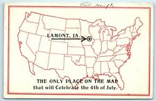 POSTCARD Lamont Iowa IA Only Place on the Map Celebrate 4th of July 1908  picture