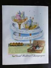 Vintage 1936 Great Western Champaign Full Page Original Color Ad 122 picture
