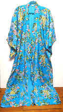 NWOT Vintage Japanese Kimono Robe One Size Turquoise multicolor Floral Viscose picture