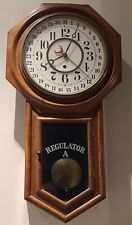Antique 1800's ANSONIA 'Regulator A' Mahogany Octagon Calendar School Wall Clock picture