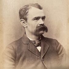 1883 Man Epic Handlebar Mustache Cabinet Card Photograph - Harrisburg PA Antique picture