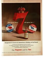 1956 Seagram's Seven Crown Whiskey big red 7 political buttons Vintage Print Ad picture