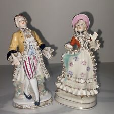 Antique Victorian Porcelain Figurines  Hand Painted Fancy Couple picture