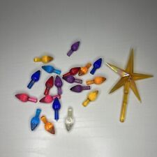 Vtg Lot 19 FLAME Bulbs-Ceramic Xmas Tree-Twist LIGHTS Replacement With Star picture