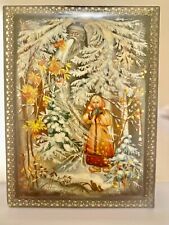 🔥LOOK🔥 Vintage 1990’s FEDOSKINO Russian lacquer box FATHER FROST fairytale picture