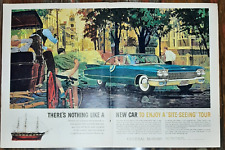 1960 Cadillac Vintage Print Ad Coupe De Ville Nantucket Buggy Bicycle Chrome GM picture