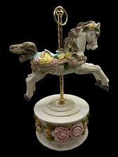 Resin Carousel Horse Pole Musical Melody Plays Waltz Of The Flowers  Not Moving picture
