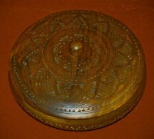 VINTAGE Hand Carved Wooden Bowl With Lid Made in Armenia 1980's Amazing Folk Art picture