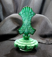 Deceased Estate Vintage Czech Green Moulded Glass Perfume Bottle picture