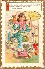 Postcard Nursery Rhyme Goosey Goosey Gander Divided Back Embossed Unposted picture