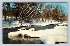 Janesville WI-Wisconsin, Snowy Creek, Scenic Greetings, Vintage c1986 Postcard picture