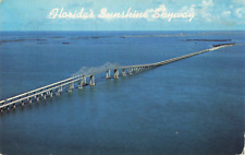 St Petersburg FL Florida, Sunshine Skyway Bridge Aerial View, Vintage Postcard picture