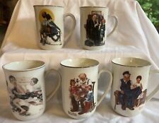 VINTAGE Lot of 5 Norman Rockwell Museum Coffee Mugs. picture