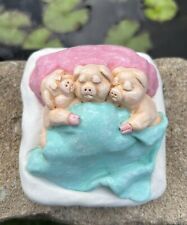 Vintage 1993 PIGS IN A BLANKET Clay Animal Figurine Handcrafted By Craft Art picture