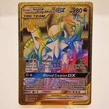 Pokemon Card | Arceus & Dialga & Palkia GX | Gold Metallic Rainbow | Tag Team picture