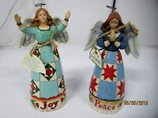 Jim Shore Heartwood Creek Peace and Joy Angel Statues picture
