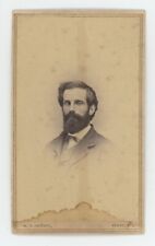 Antique CDV Circa 1860s Handsome Rugged Man With Beard in Suit Crocker Perry, NY picture