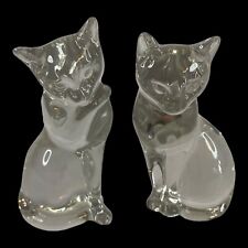 Lenox Fine Crystal Cat Standing Figurine Paperweights 3-4” Pair Germany  picture