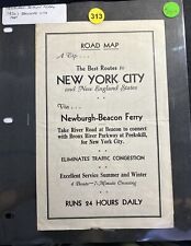 Vintage 1930s Newburgh-Beacon Ferry New York NJ Mass CT - Road map picture