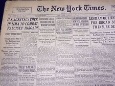 1939 JAN 3 NEW YORK TIMES U. S. AGENTS IN LIMA COMBAT FASCISTS INROADS- NT 1345 picture
