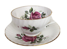Vintage Crown Staffordshire Rose Tea Cup Saucer  Fine Bone China Made in England picture