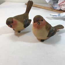 Cute Pair Of Resin Birds Brown Red  picture