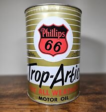 CLEAN VINTAGE PHILLIPS 66 Trop Artic Motor Oil Can 5 Quart Qt Gas & Oil Tin  picture