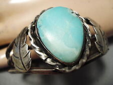 IMPORTANT VINTAGE NAVAJO APACHE TURQUOISE STERLING SILVER BRACELET OLD picture