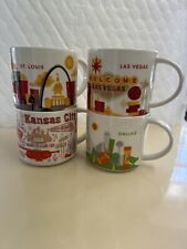 Lot of 4 Starbucks Mugs Collector Series KC Dallas YOU ARE HERE & BEEN THERE picture