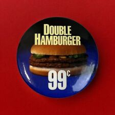 VTG 1980s McDonalds Pinback Button Double Hamburger 99 Cents Retro Employee Pin picture