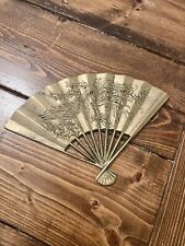 Vintage Solid Brass Japanese Phoenix Sensu Hand Fan Wall Decor picture