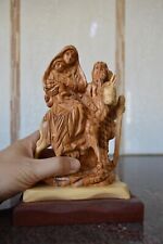 Rare Holy Family Flight to Egypt Olive Wood Hand Carved Statue from Jerusalem picture