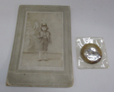 Antique Cabinet Card & Matching Pin Child in Uniform picture