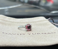 David Yurman Sterling Silver 7mm Chatelaine Ring Tourmaline & Diamond Sz 6 picture
