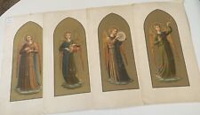 4 Vintage  Angel Lithographs Gold Print picture