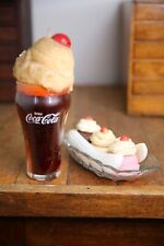 Vintage Coca Cola Ice Cream Float Banana Split Sundae Diner Counter Display 80's picture