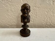 Vintage Miniature Bronze Bust of Man Figurine Paperweight w/ Marks picture