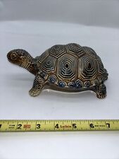 Vtg 1990s Handmade Brown Glazed Ceramic Turtle  9
