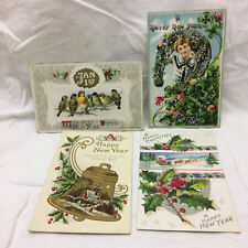 Vtg Embossed Postcard Happy New Year Greeting Lot of 4 Cards Postcards 1912 picture