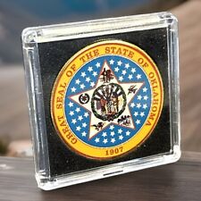 OKLAHOMA (OK) State Seal 1907 Colorized Collectible Challenge Coin WITH CASE picture