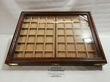 Wood and glass display case showcase with two velvet trays display... picture