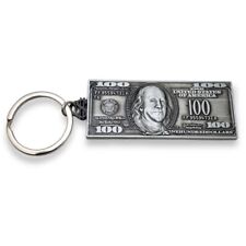 One Hundred Dollar Bill Keychain Novelty Key Ring Metal Benjamin Franklin $100 picture