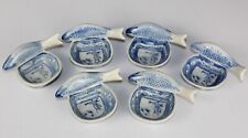 6X Hashioki Koi fish chopstick rest / sauce bowl, blue white porcelain China picture