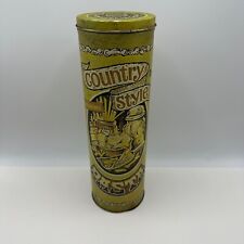 Vintage J. T. Putman & Sons Country Style Pasta Yellow Empty Tin Canister picture